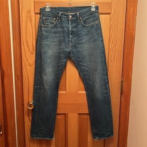 Levi’s 501 Rigid Denim Button Fly Straight Jeans